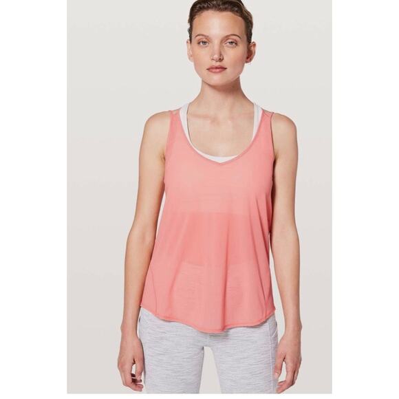 Lululemon Such A Cinch Tank Light Coral Mesh M Flowy Athletic Athleisure - Picture 1 of 8
